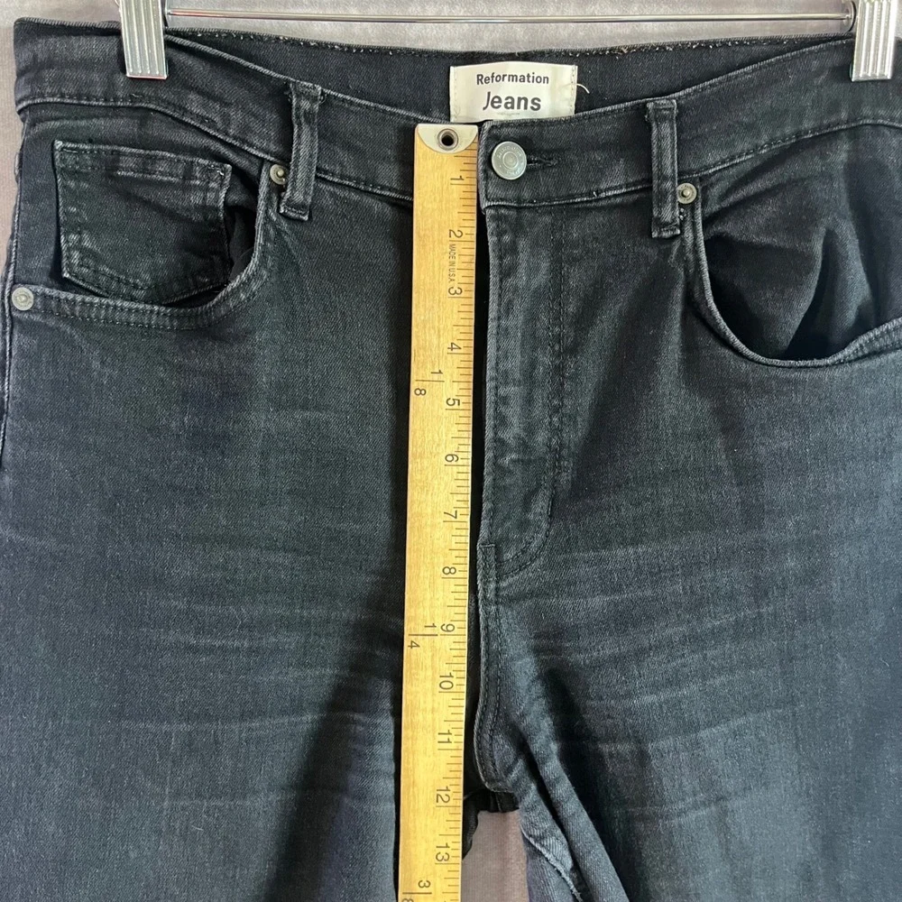 Reformation Emma High Rise Wide Leg Jeans Women‎ 31 Black Raw Hem Denim Casual